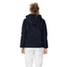 Napapijri Women Navy Blue Hooded Jacket worn by model with curly brown hair