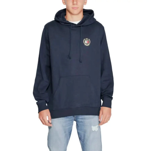 Navy blue hooded sweatshirt with embroidered crest Tommy Hilfiger Men Sweatshirts