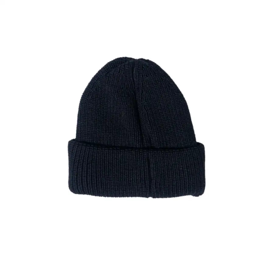 Calvin Klein women’s navy blue knit beanie with a folded brim - stylish winter accessory