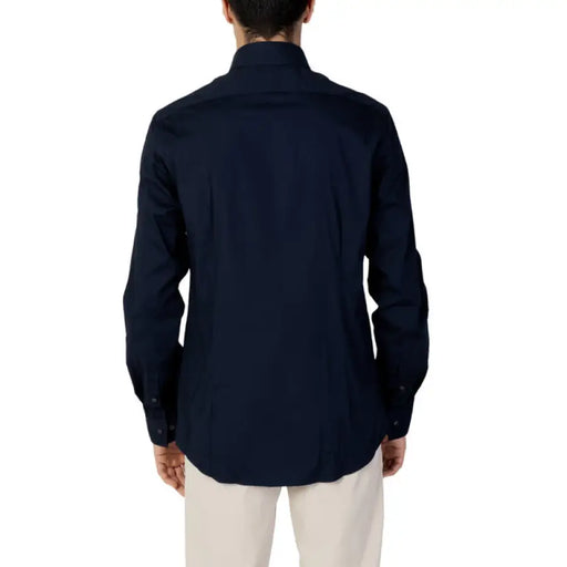 Navy blue long-sleeved dress shirt viewed from the back - Calvin Klein Men Shirt