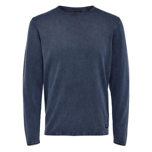 Navy blue long-sleeved crewneck sweater by Only & Sons from the Men Sweatshirts collection