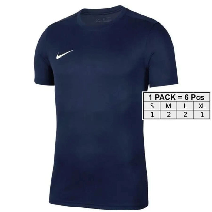 Navy blue Nike t-shirt featuring a white swoosh logo on the chest