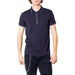 Navy blue polo shirt with white trim and partial button placket by Armani Exchange