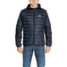 Navy blue quilted puffer jacket with hood and zipper from Ea7 Men Jacket collection