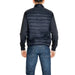 Navy blue quilted vest over dark long-sleeved shirt in Ea7 Men Jacket collection