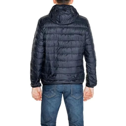 Navy blue quilted puffer jacket with hood from Ea7 Men Jacket collection