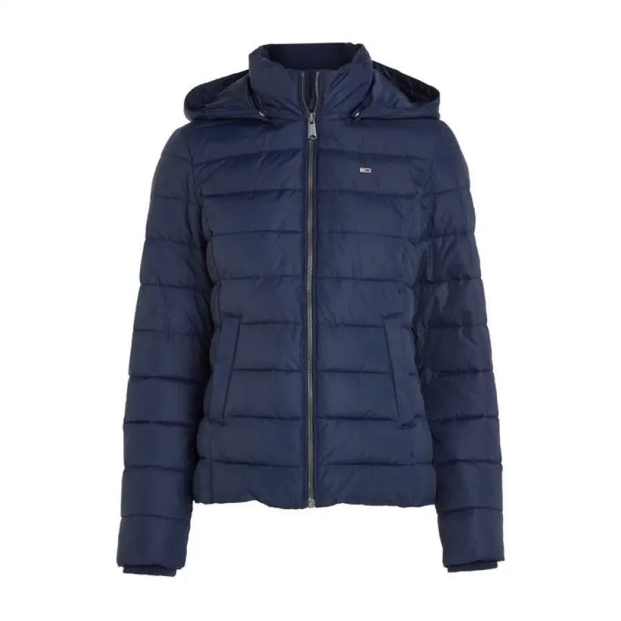 Navy Blue Quilted Puffer Jacket with Hood by Tommy Hilfiger Jeans - Women’s Winter Fashion