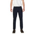 Navy blue slim-fit chino pants with flat front from Borghese Men Trousers collection