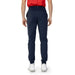 Navy blue slim-fit trousers with white sneakers and red top - Le Coq Sportif Men Trousers