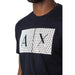 Navy blue Armani Exchange Men T-Shirt with white geometric ’A/X’ logo on chest