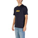 Navy blue t-shirt featuring a yellow rectangular logo patch from Gas - Gas Men T-Shirt