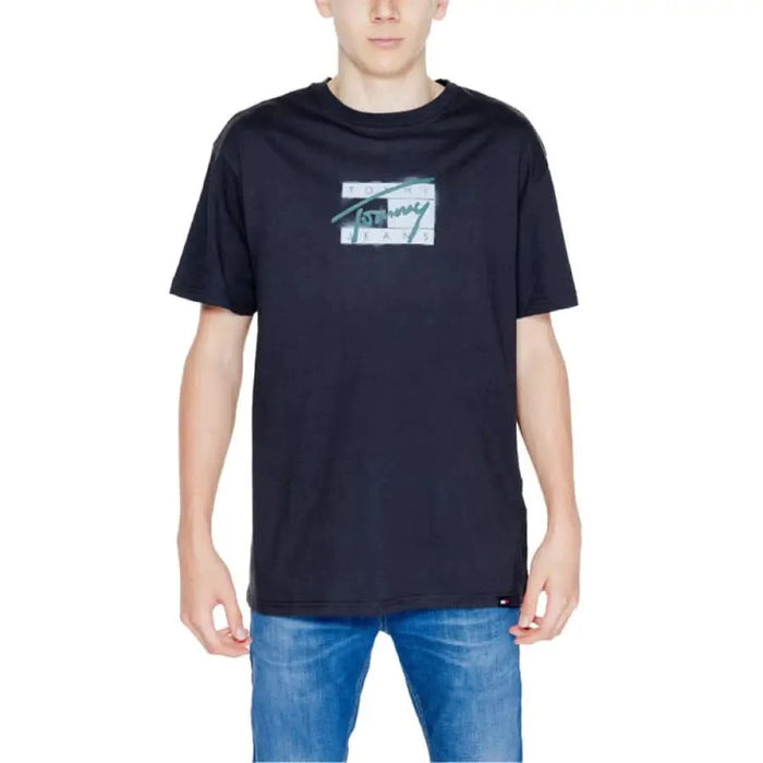 Navy blue graphic design t-shirt from Tommy Hilfiger Jeans Men T-Shirt collection