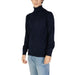 Navy blue turtleneck sweater with long sleeves for men by Gas in cashmere and cotton blend