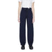 Navy blue wide-leg pants with drawstring waist - Street One Women Trousers