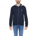 Navy blue zip-up hoodie with light hood lining and Emporio Armani logo - Men Sweatshirts