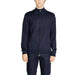 Navy blue zip-up sweater with high collar from Hamaki-ho Men Knitwear collection