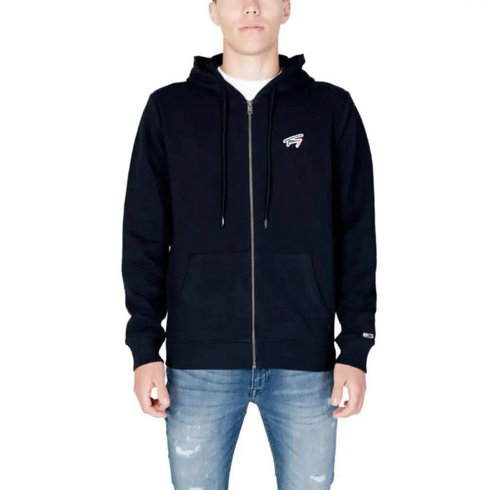 Navy blue zip-up hoodie with small logo Tommy Hilfiger Jeans Men Sweatshirts