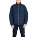 Navy blue zip-up winter jacket with high collar by Tommy Hilfiger for men