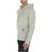 Superdry Men Off-White Zip-Up Hooded Sweatshirt with Front Pockets