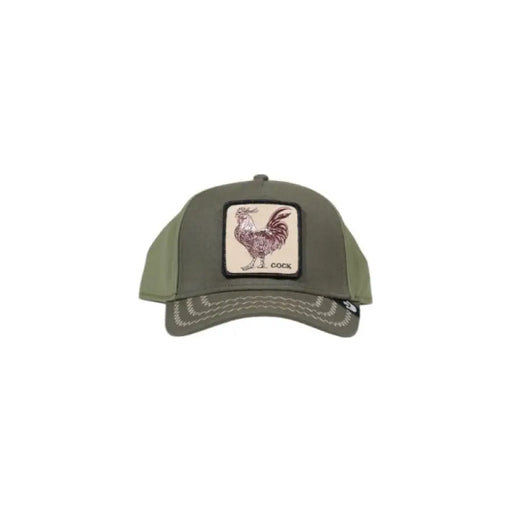 Olive green baseball cap with rooster patch from Goorin Bros for men