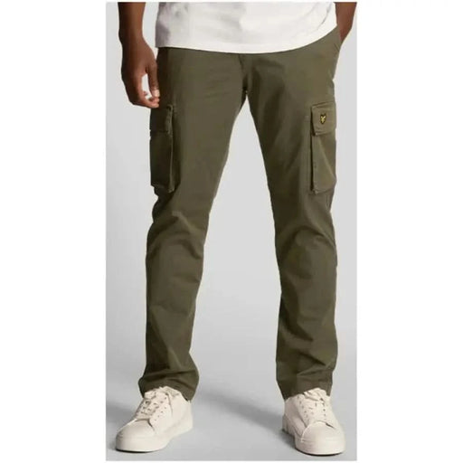 Olive green Lyle & Scott Men Trousers featuring side pockets and straight leg fit