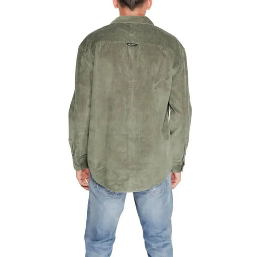 Back view of Olive green corduroy shirt over blue jeans - Tommy Hilfiger Men Shirt