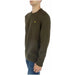 Olive green crew neck sweater with yellow logo emblem from Lyle & Scott Men Knitwear