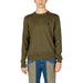 Olive green crew neck sweater with dark logo from U.S. Polo Assn. men knitwear collection