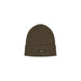 Olive green ribbed knit beanie with small dark label from Calvin Klein Men Cap