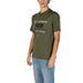 Olive green Gas Men T-Shirt featuring black text graphics on the front