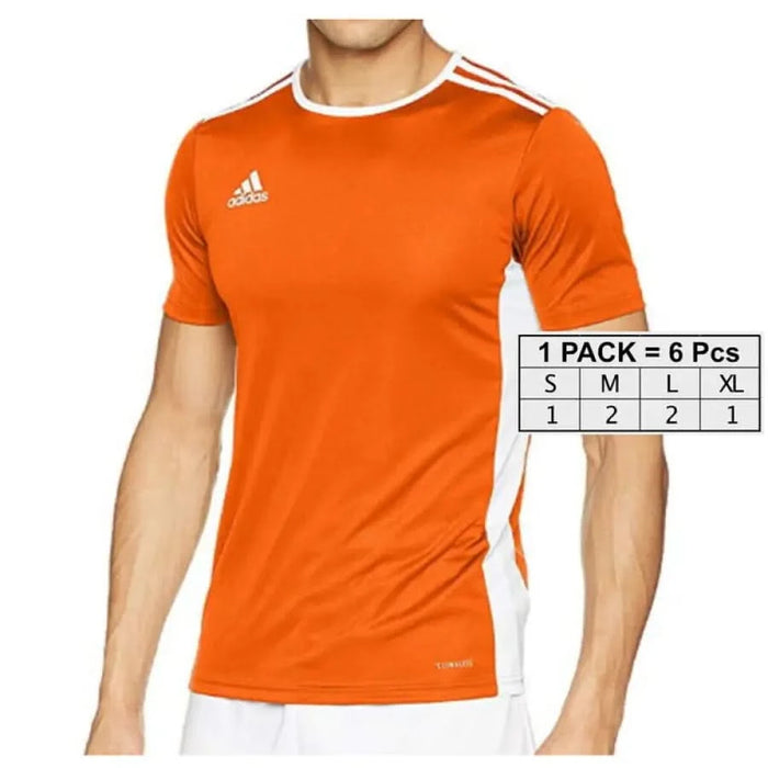 Adidas Men T-Shirt in vibrant orange with white trim and short sleeves sporty design