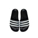 Black and white striped slide sandals from Adidas for men, perfect for casual wear