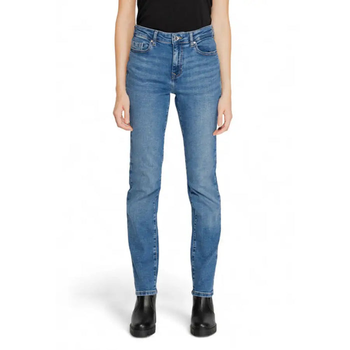 Blue straight leg denim jeans from Only for women, stylish and versatile wardrobe essential