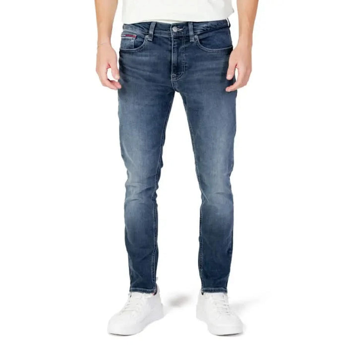 Slim fit blue denim jeans by Tommy Hilfiger for men, stylish and versatile choice