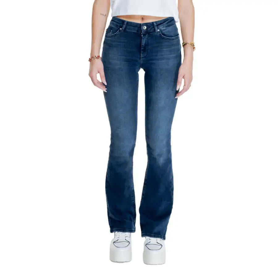 High-waisted dark blue flared jeans by Only - Only Women Jeans