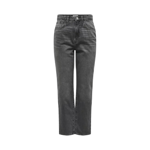 Gray straight-leg denim jeans by Only, perfect for women’s casual fashion