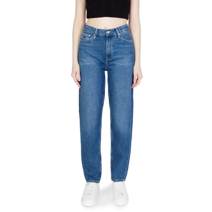 High-waisted blue straight leg jeans from Calvin Klein Jeans for women