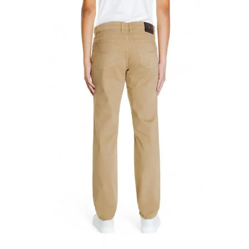 Khaki straight-leg pants with back pockets, waistband - Jeckerson Men Trousers