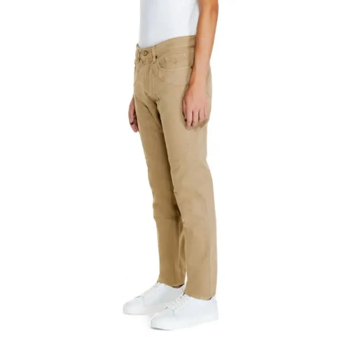 Khaki straight-leg pants with pockets and white sneakers - Jeckerson Men Trousers