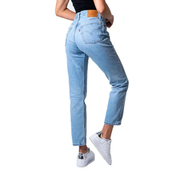 Levi’s Women’s Jeans - Light Blue Denim Jeans Worn by a Person