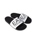 Pair of white and black Emporio Armani EA7 slide sandals for women