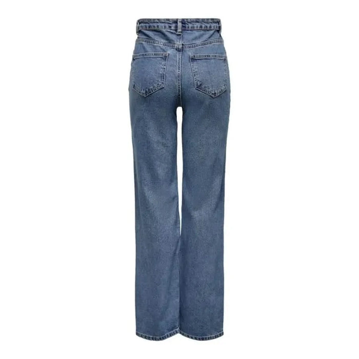 Pair of wide-leg blue denim high-waist jeans by Only - Only Women Jeans