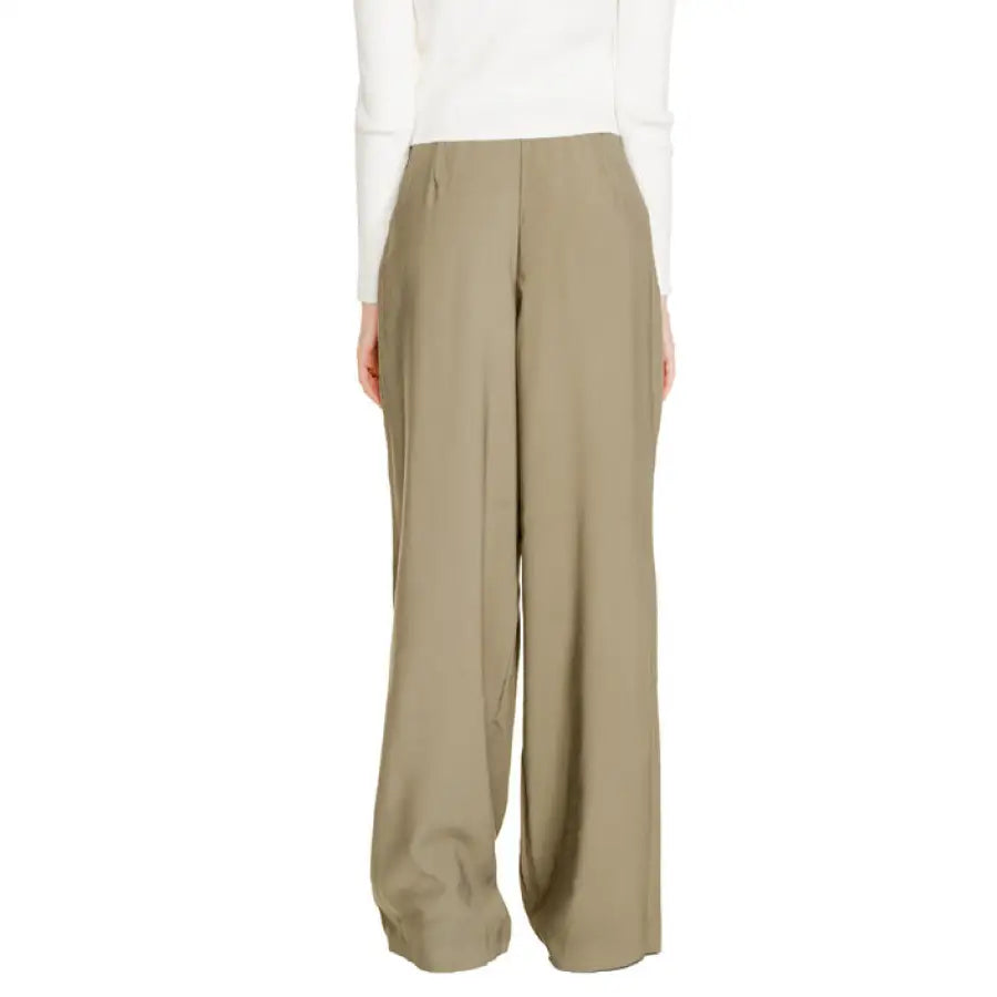 Pair of wide-leg khaki trousers from Morgan De Toi Women Trousers collection