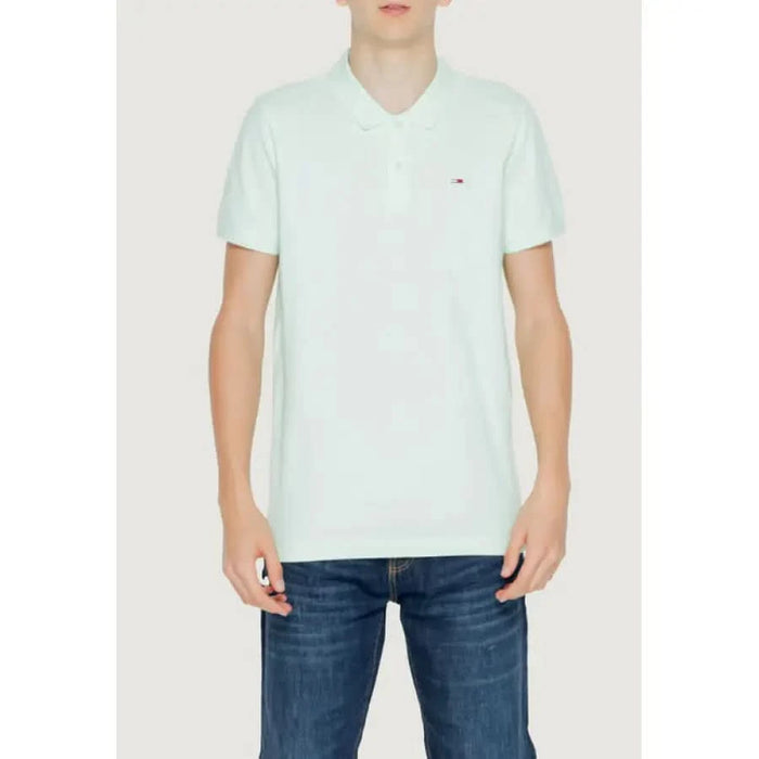 Pale mint green Tommy Hilfiger polo shirt with logo on chest for men