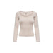 Pale pink long-sleeved scoop neckline top with delicate trim from Only Women Knitwear