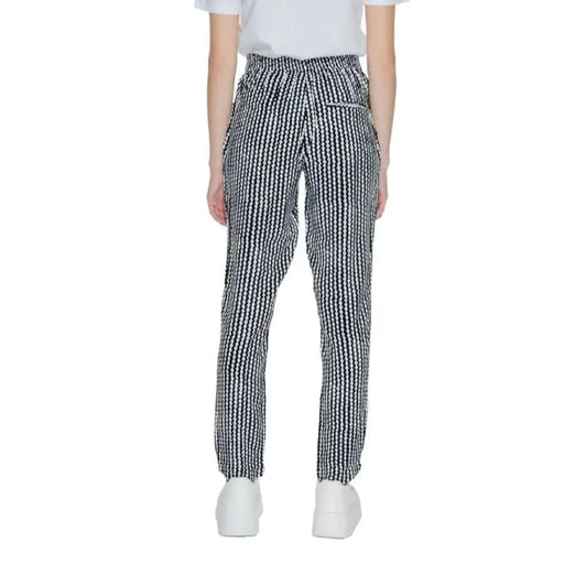 Patterned black and white Only Women Trousers with vertical stripes