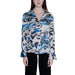 Patterned Guess Women Blouse featuring blue, gray, and white abstract design