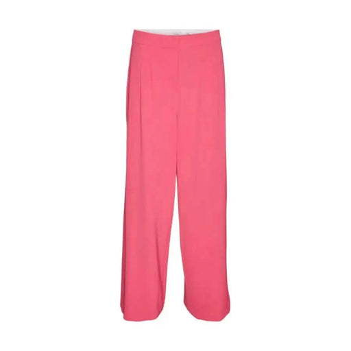 Pink wide-leg trousers with a high waistband from Vero Moda - Vero Moda Women Trousers