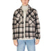 Plaid flannel jacket over a white turtleneck sweater from Gas Men Shirt collection