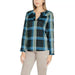 Plaid long-sleeved blouse in blue, black, and gray from Street One Women Blouse collection